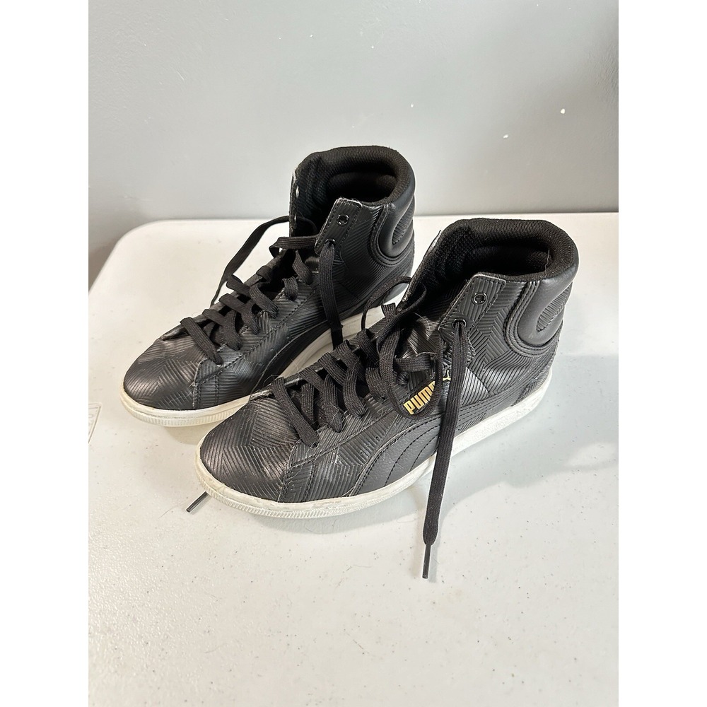Puma Women's Vikki Mid Deboss Fashion Hi-top Sneaker US 4.5 Black w White Sole
